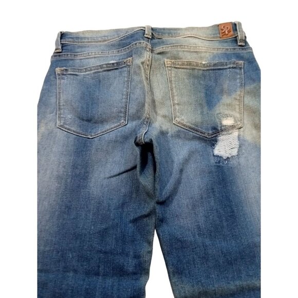 Sneak Peak Like New Boyfriend Denim Jeans Cute Stylish Patches and Rips Size 5 - Picture 7 of 9